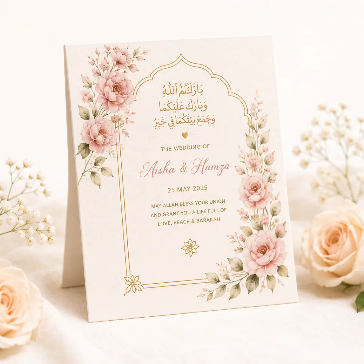 Personalized Wedding or Nikkah Tasbeeh counter card