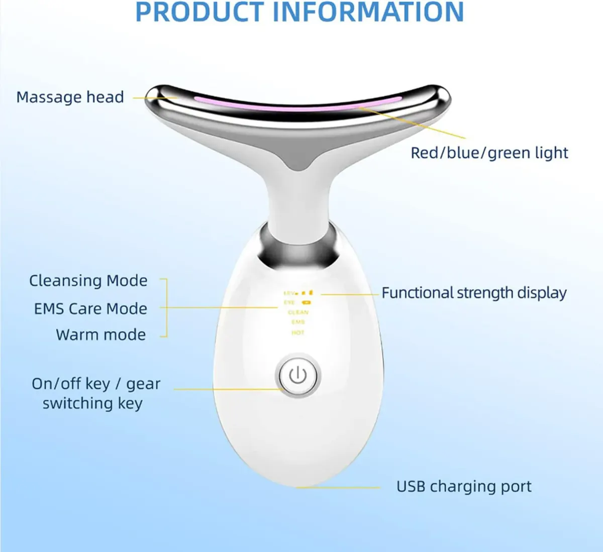 T-shaped facial and neck massager product information